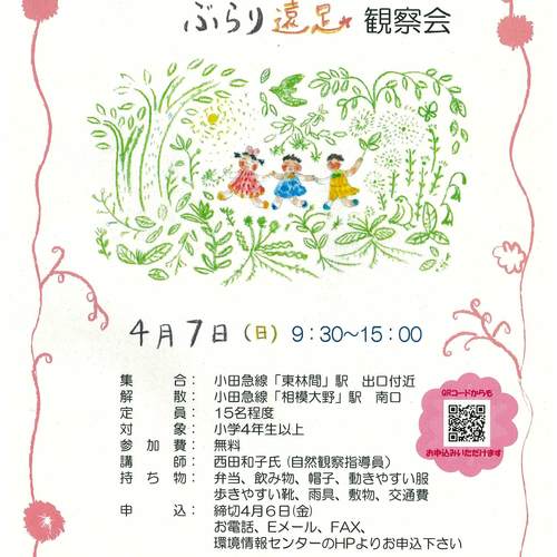 【初めての自然観察会春季編】相模原の東の縁を見に行こう「ぶらり遠足」観察会