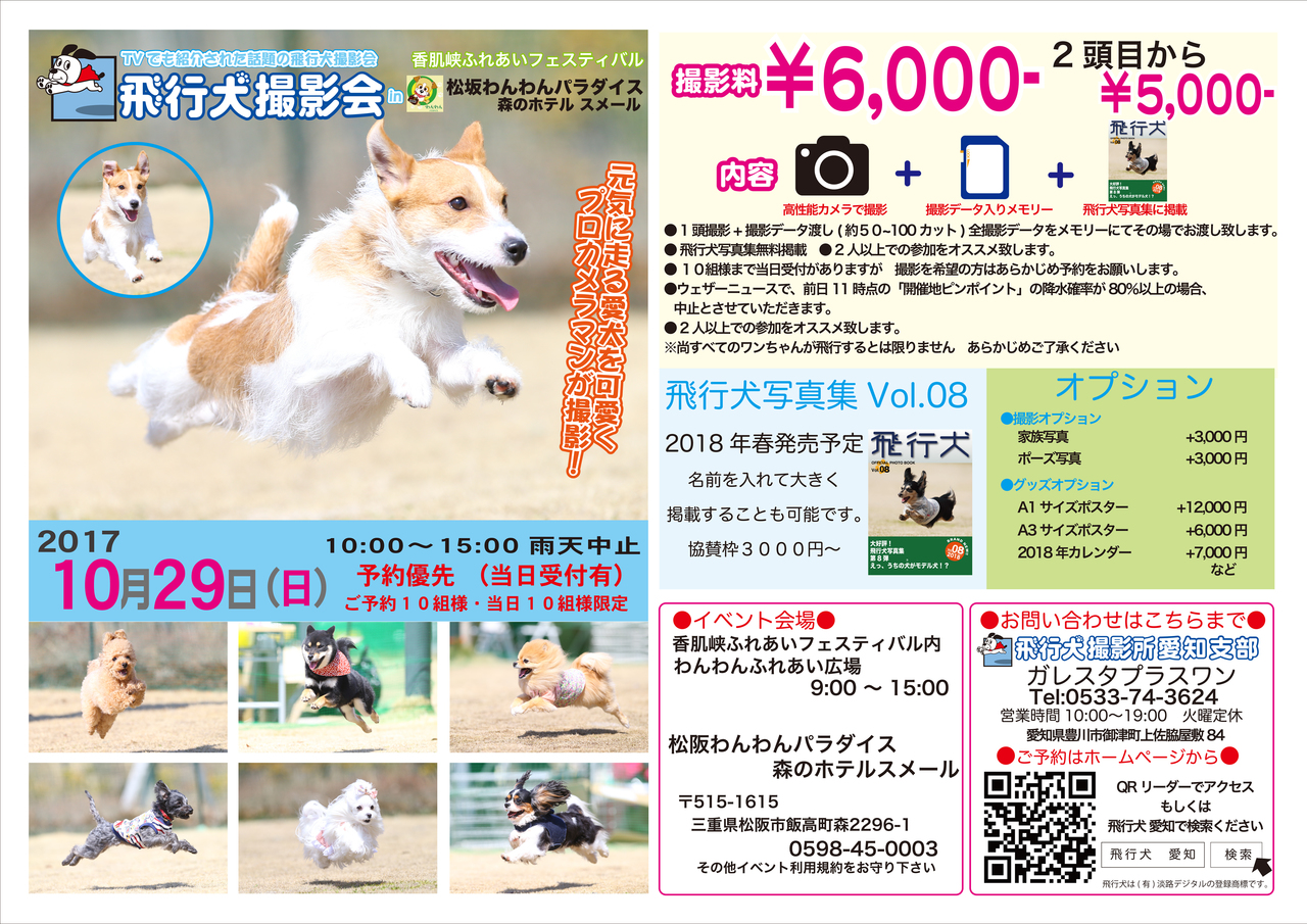 飛行犬撮影会in松坂わんわんパラダイスホテル森のホテルスメール