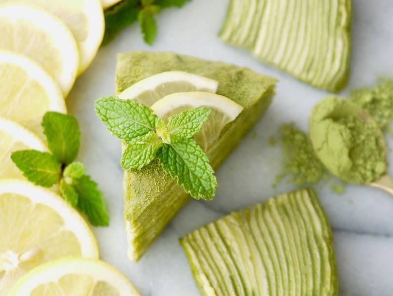 【Gâteau Mille Crêpes au citron et thé vert 抹茶とレモンの米粉ミルクレープ 】