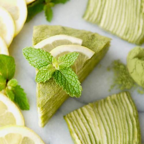 【Gâteau Mille Crêpes au citron et thé vert 抹茶とレモンの米粉ミルクレープ 】