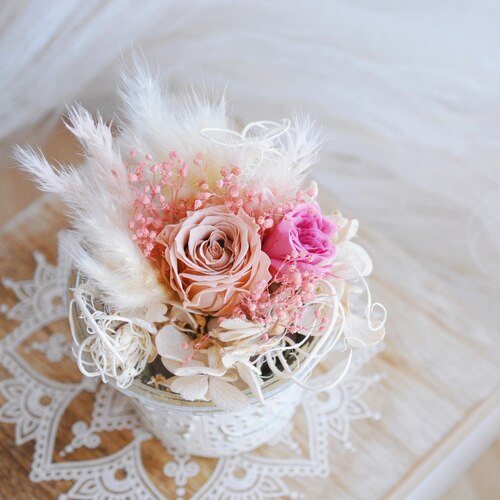 終了【プリザーブドフラワーアレンジメント】優しいふんわりと