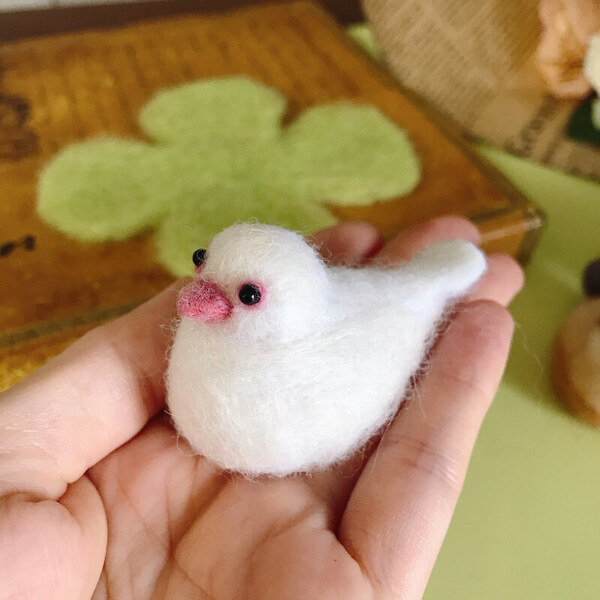 羊毛フェルトワークショップ 白文鳥 Coubic